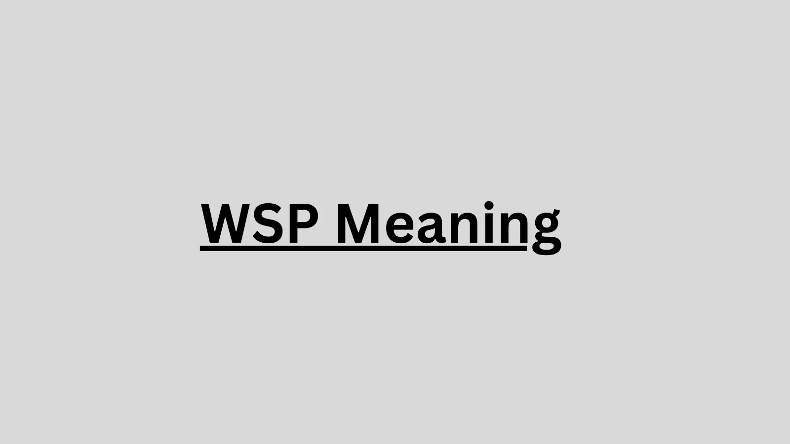 WSP Stands For